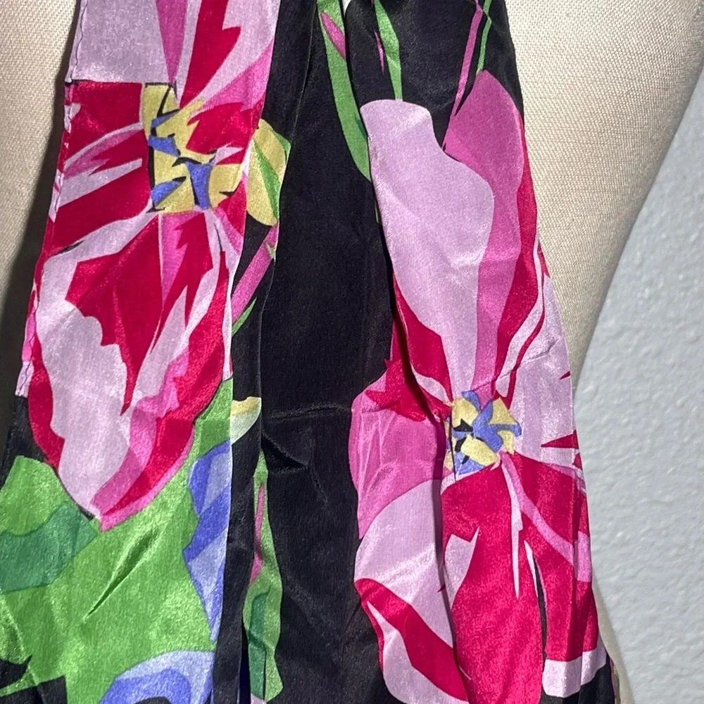 Anne Klein women’s silk Floral Black Scarf